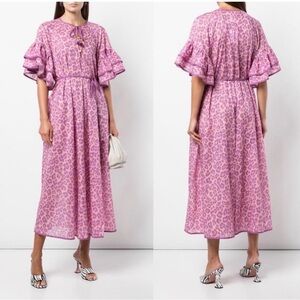 Zimmermann Purple Leopard Print Midi Dress
